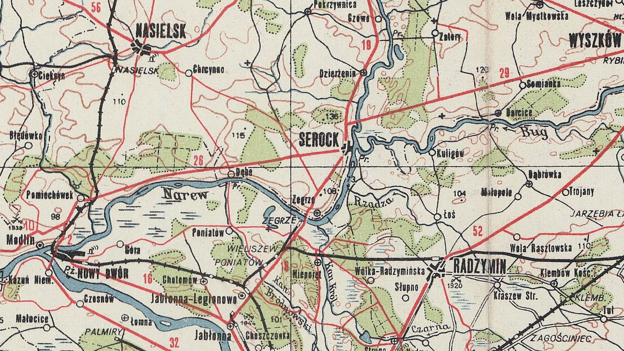 Fragment mapy z 1946r. wyd. WIG, skala 1:500k